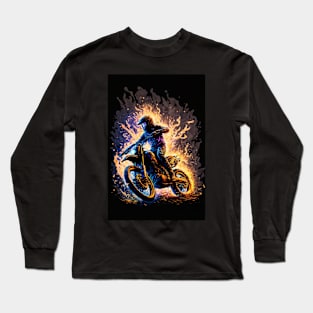 Dirt Bike With Flames Long Sleeve T-Shirt